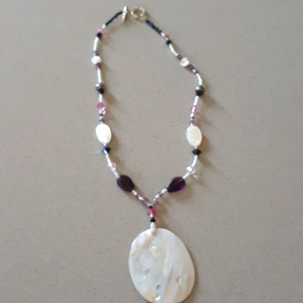 Beaded Necklace with Shell Pendant